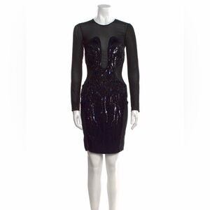 Roberto Cavalli Sheer Elegant Black Sequin Dress